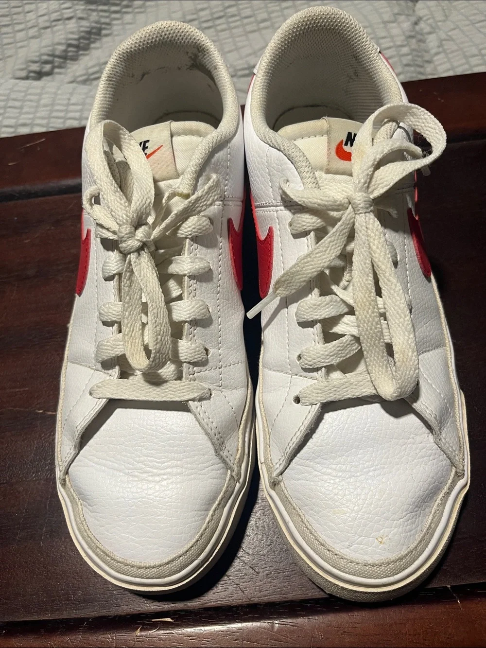 Nike Court Legacy White Red Leather Sneakers Men’s Size 7 Good